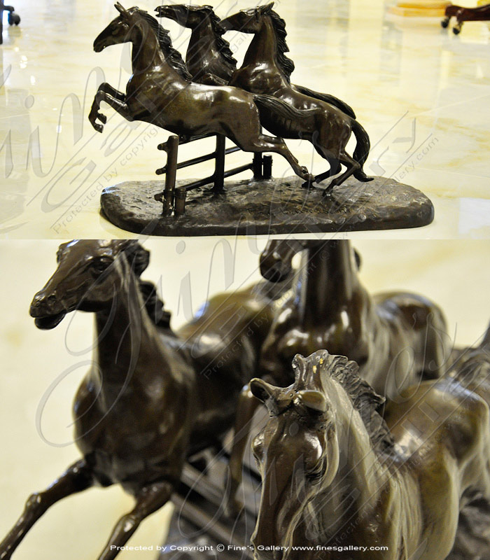 Three Horses Bronze Statue