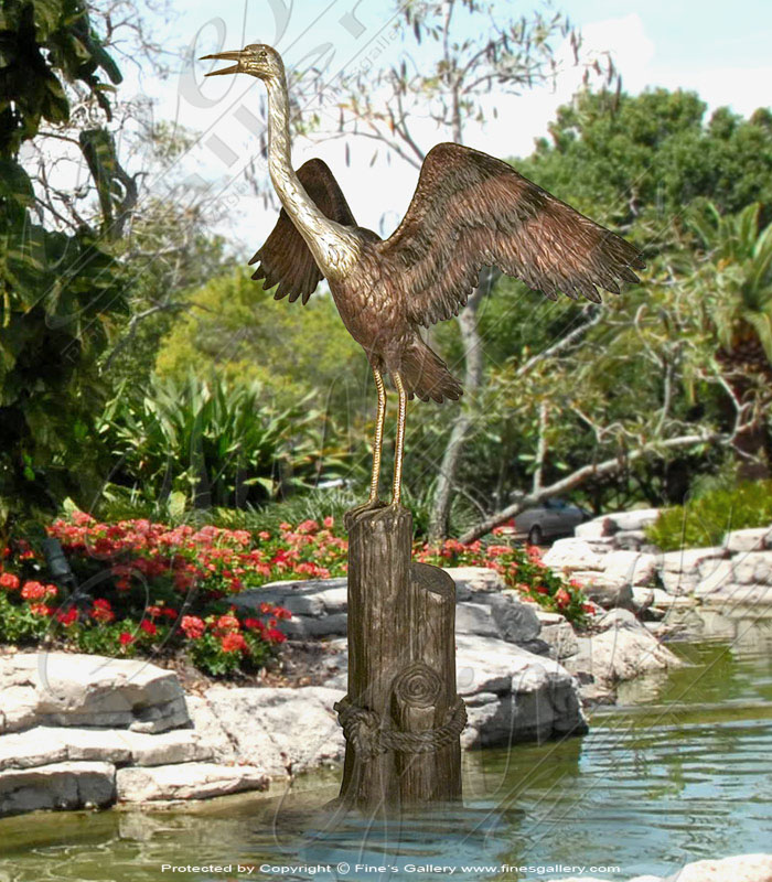 Graceful Water Bird in Bronze