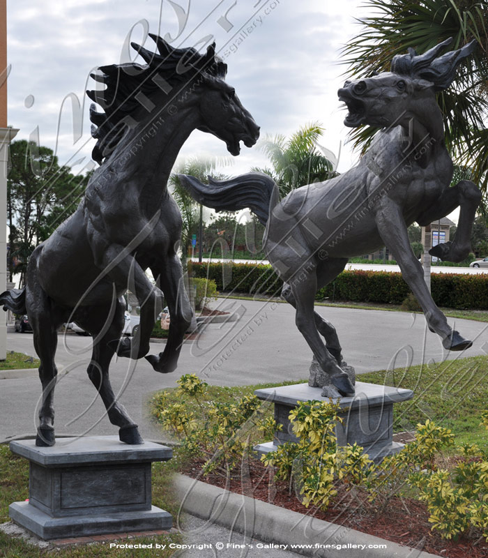 Rearing Stallions in Bronze