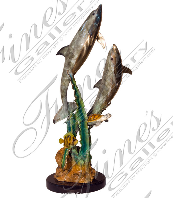 Two Dolphin Bronze Statue
