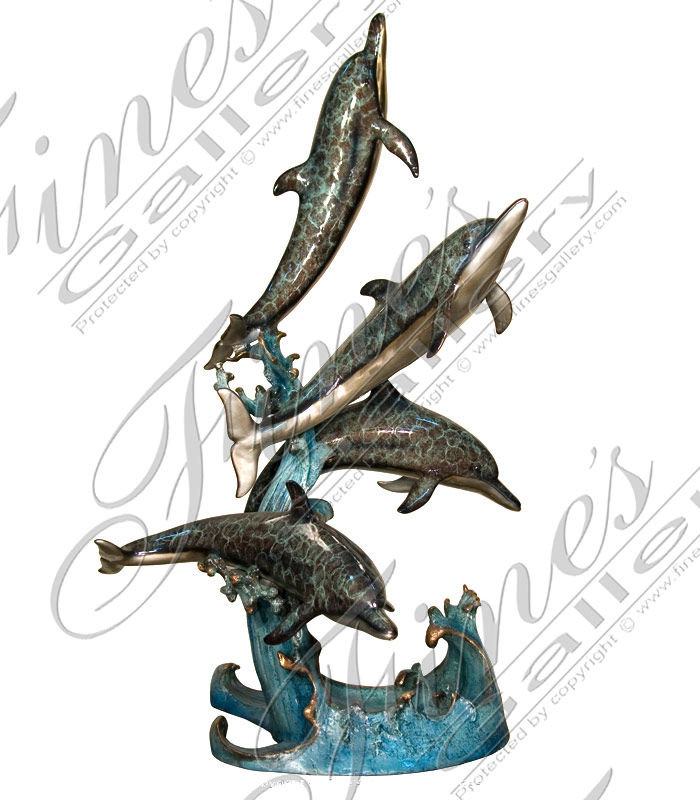 Four Dolphins Riding Wave Fountain