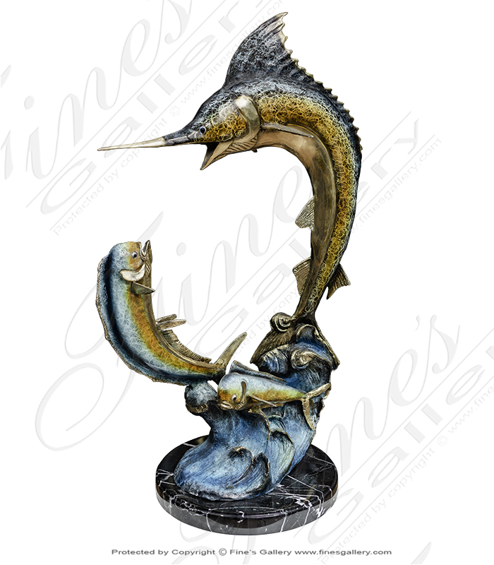 Sailfish and Mahi Mahi Bronze Statue