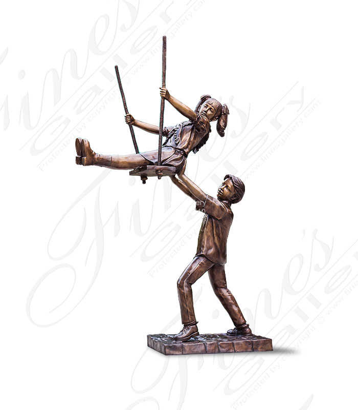 Children Swinging Bronze Statue