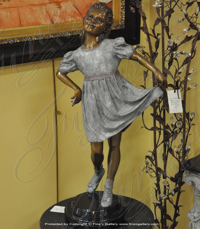 Young Lady with a Dress Bronze Statue