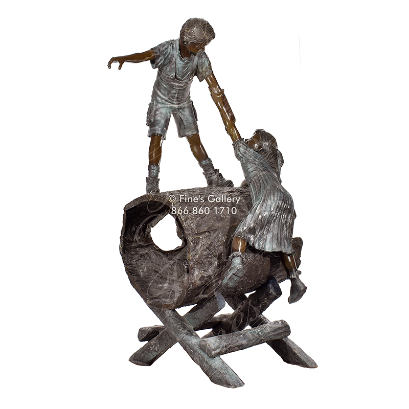 Bronze Kids on a Log
