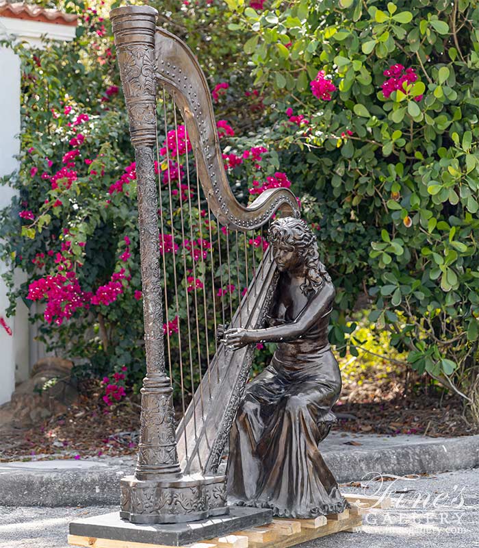 Harp Player in Museum Quality Bronze