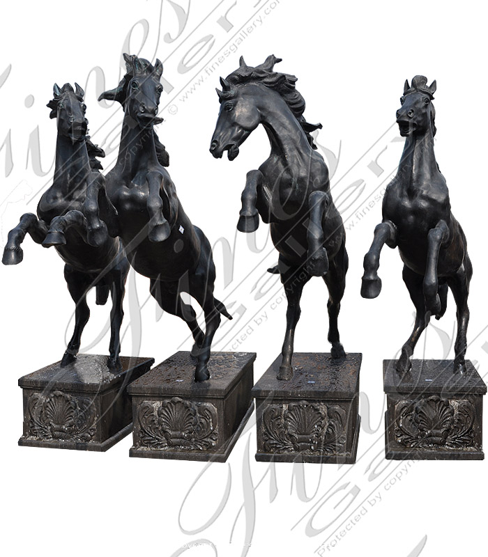 Four Rearing Bronze Horses