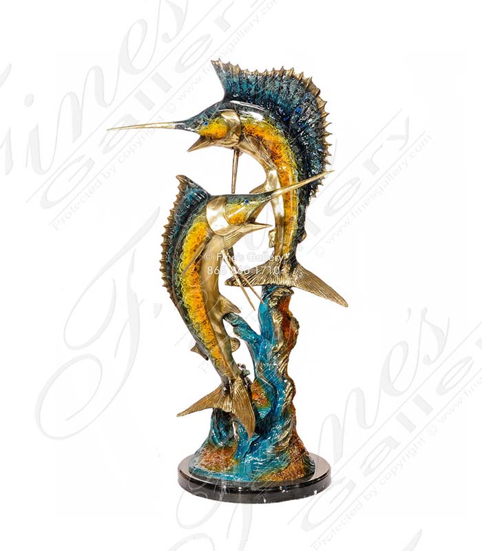 Handmade Bronze Marlins Sculpture