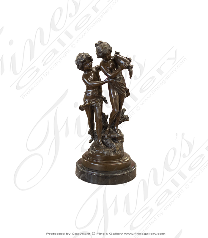 Bronze boy and girl sclupture