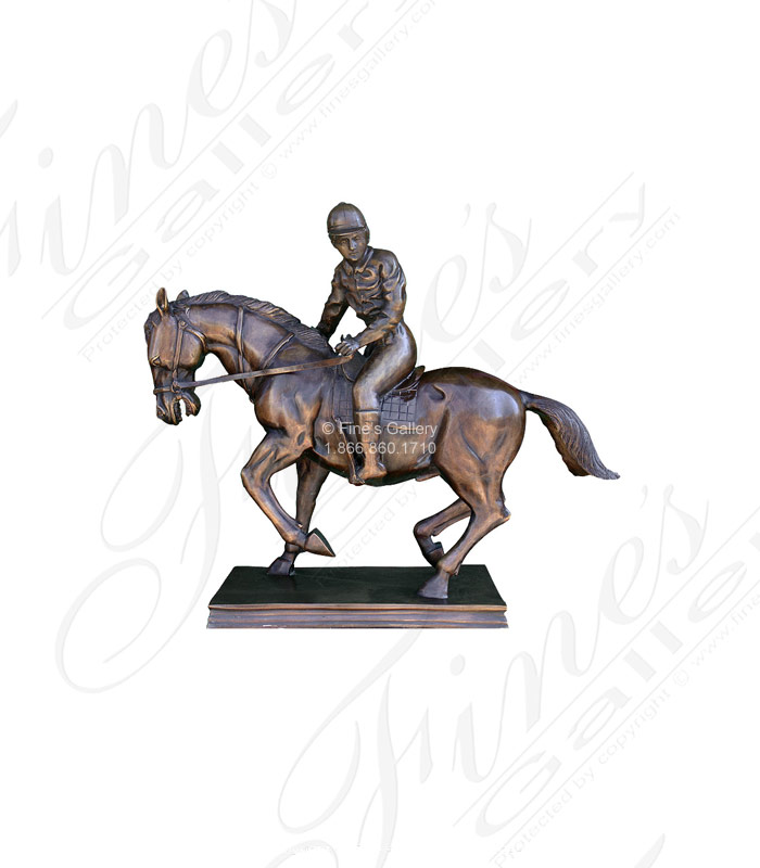 Bronze Horse and Jockey Statue