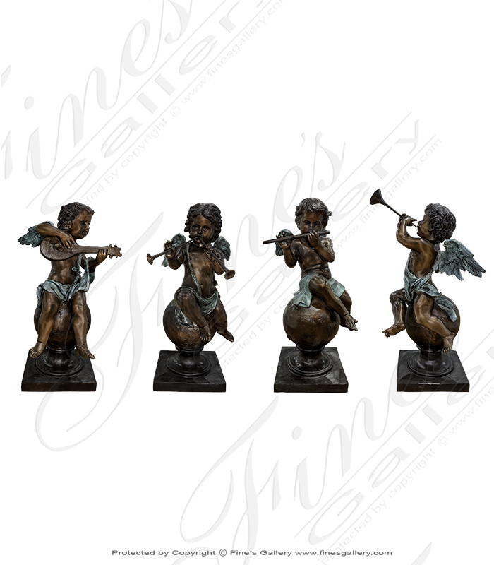 Instrumental Four Seasons Cherubs in Bronze