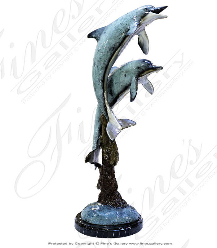 Table Top Bronze Dolphin Statue