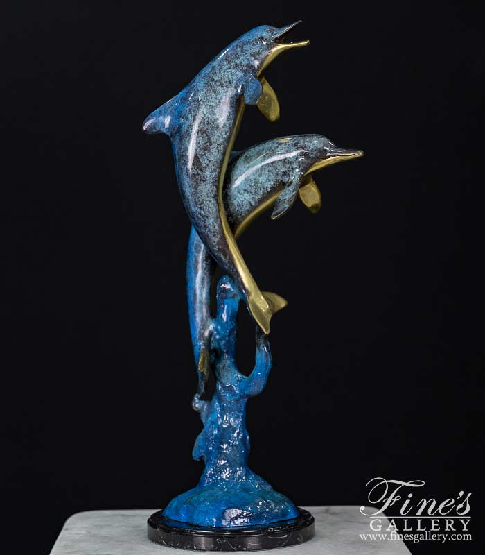 Table Top Bronze Dolphin Statue