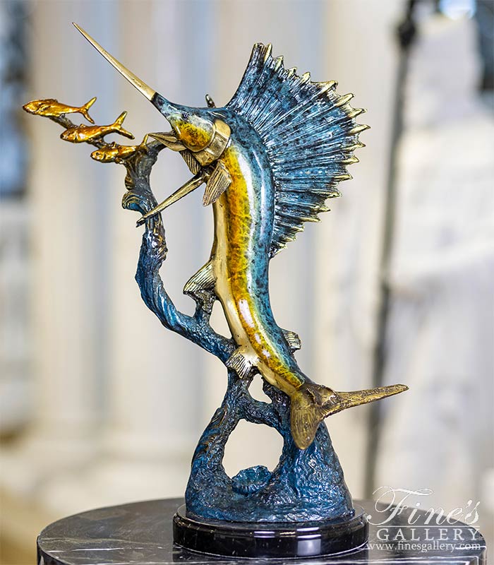 18 Inch Tabletop Bronze Sailfish Sculpture