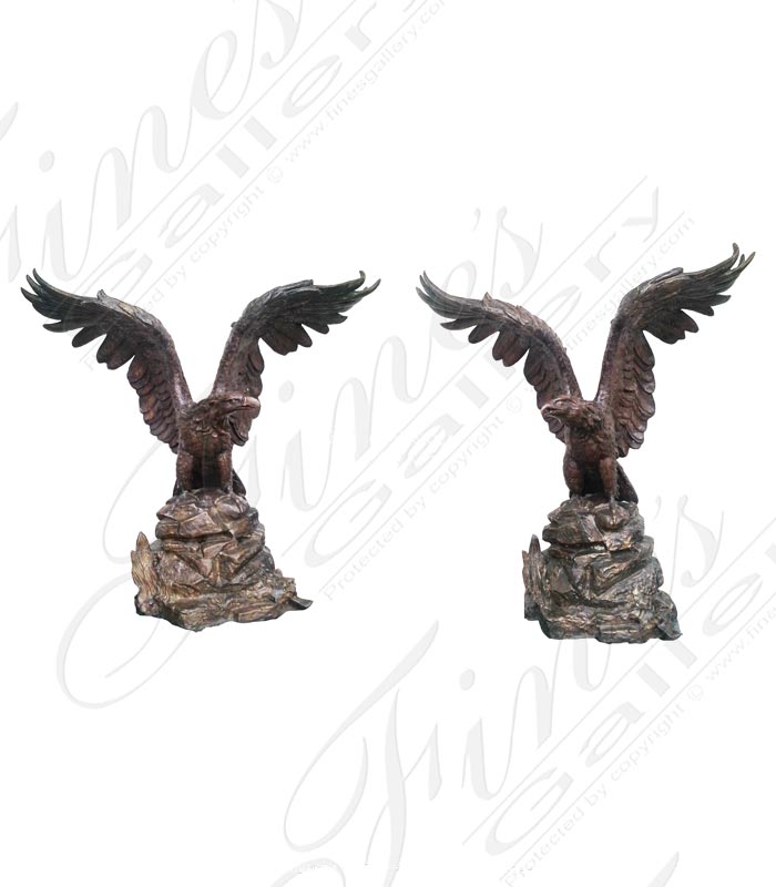 Bronze Eagle Statue Pair