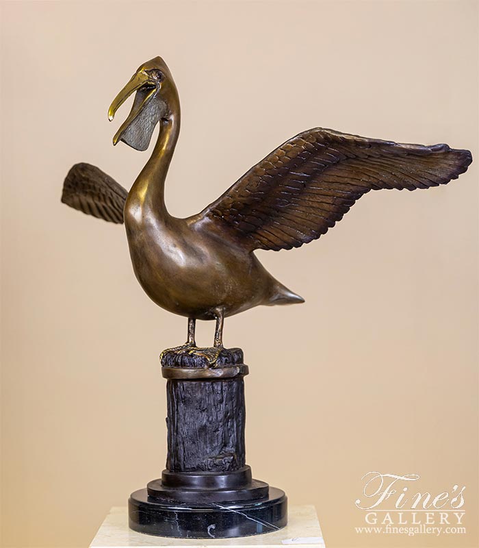 Bronze Pelican Statue 