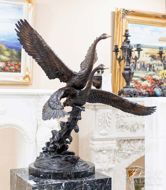 Geese in Flight Bronze Statue