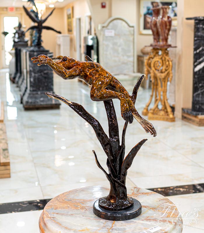Baked Enamel Bronze Jumping Frog
