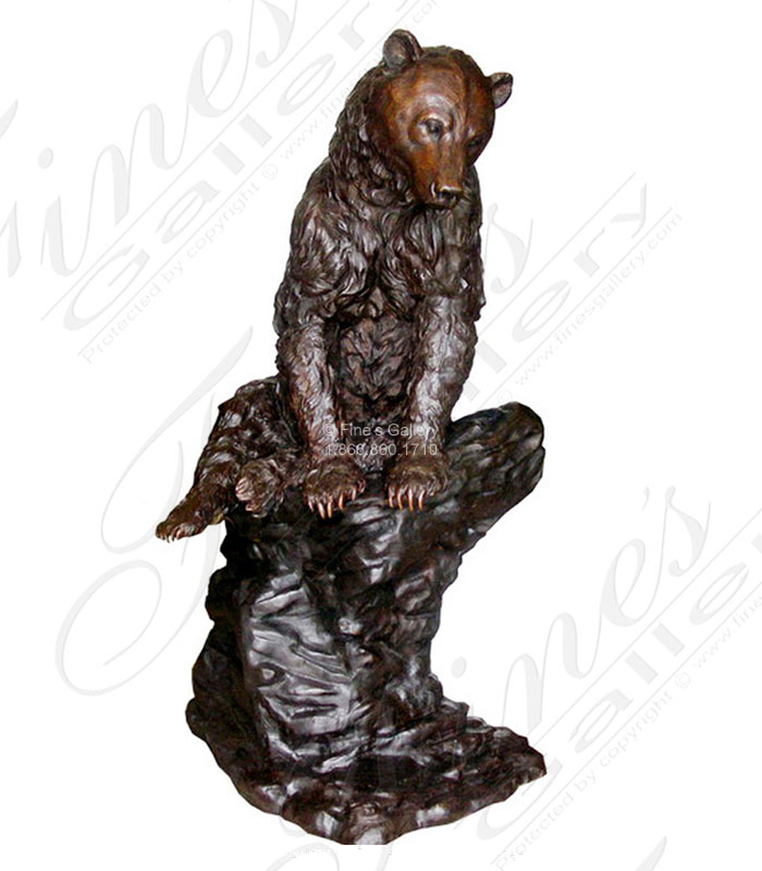 Resting Bear on Rocky Cliff in Classic Bronze 