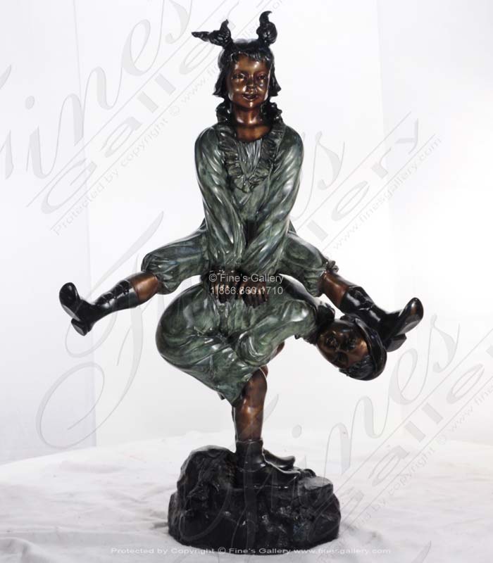 Child Leapfrog Themed Statue in Bronze