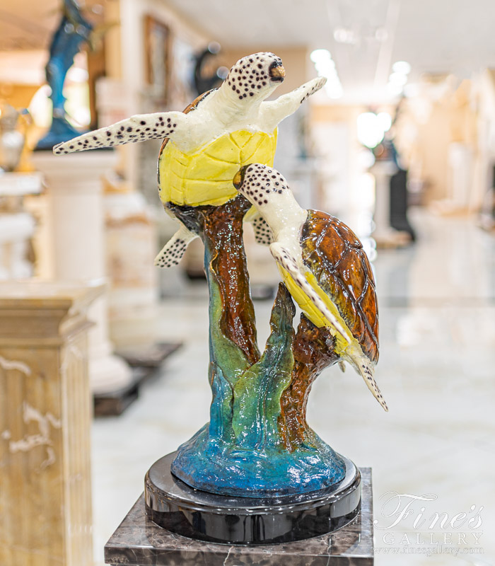 Bronze Turtles Statue in Enameled Bronze