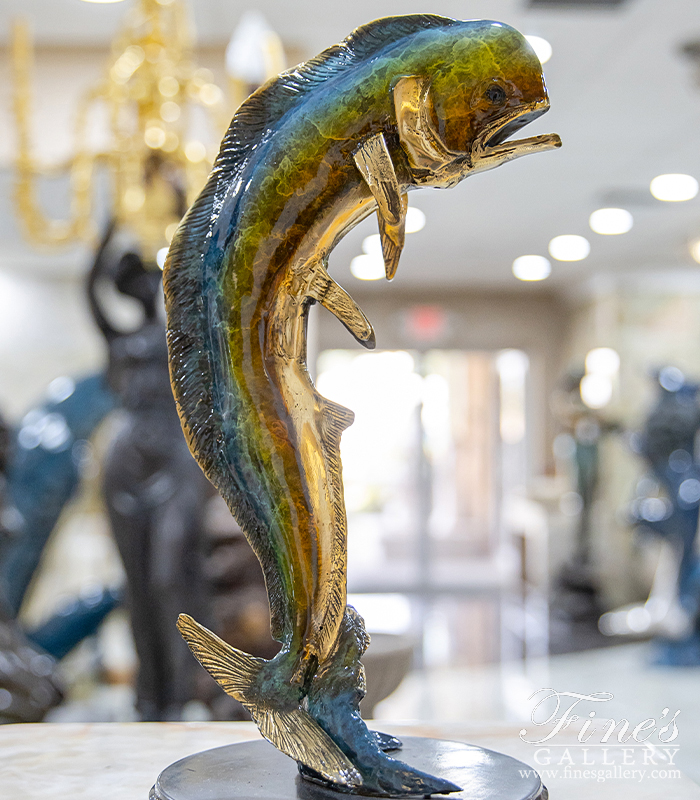 Mahi Mahi Statue in Enameled Bronze