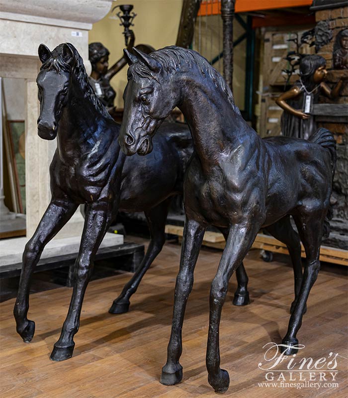A Pair of horses in lost wax bronze