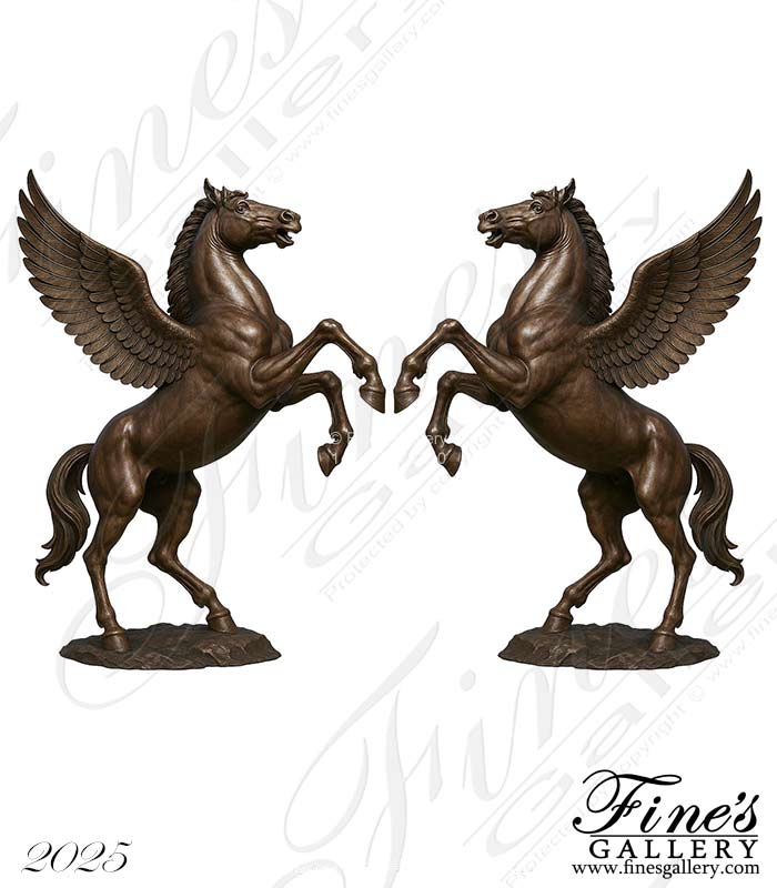 Mythologic Greek Pegasus Pair in Bronze