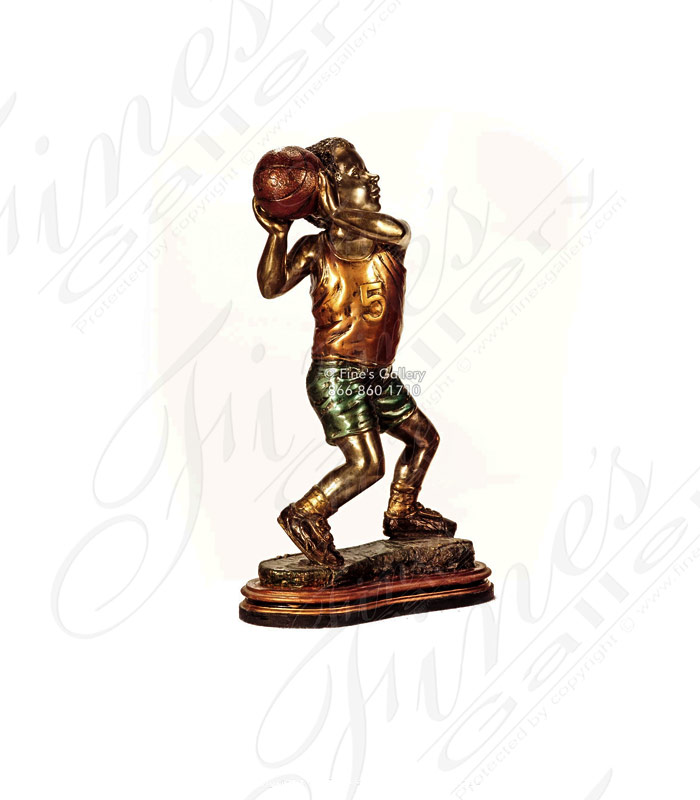 Young Basketball Player Bronze Statue