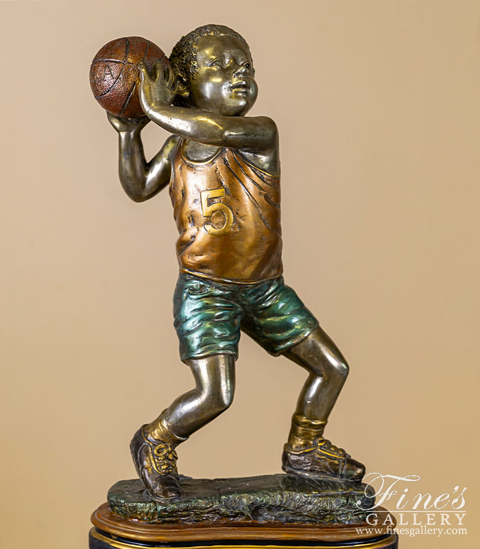 Young Basketball Player Bronze Statue