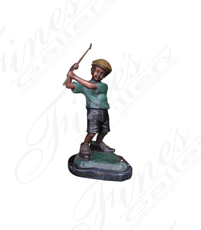 Bronze Boy Golfer Statue