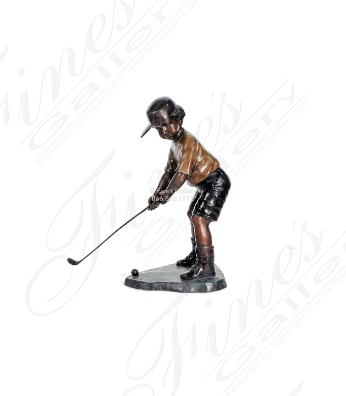 Bronze Statue of Young Golfer