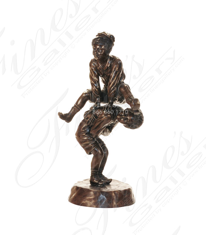 Bronze Statue of Children Leap Frogging