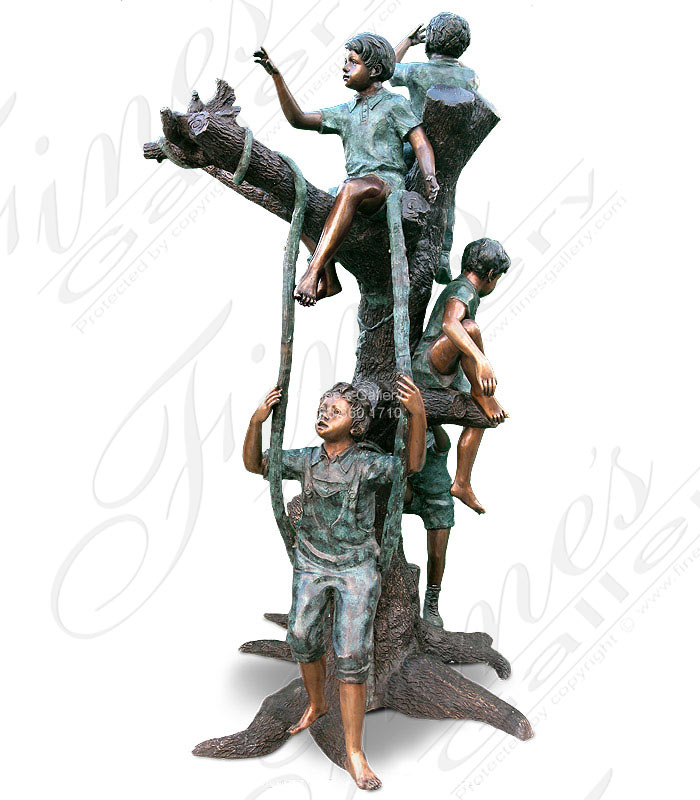 100 Inch Tall Bronze Tree Kids Statue