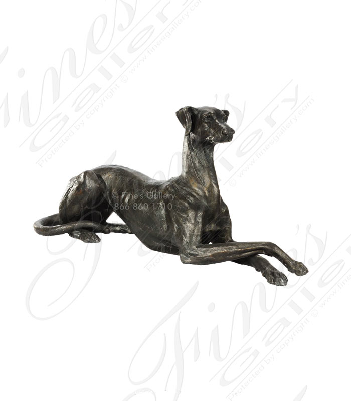 Bronze Lounging Whippet Statue Pair