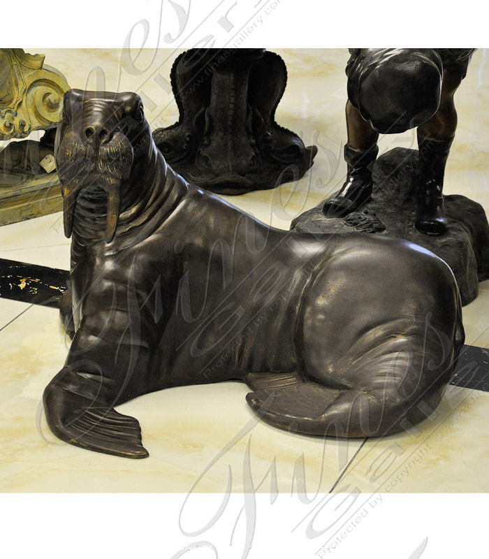 Brown Bronze Walrus Statue