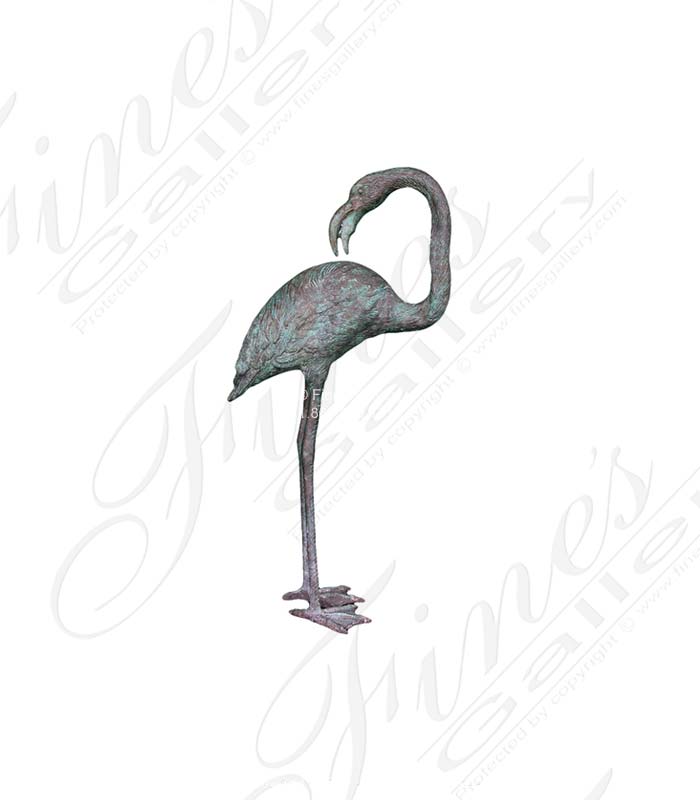 Bronze Flamingo Statue - Patina