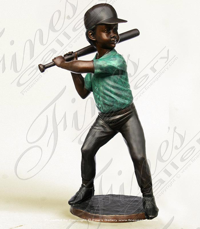 Bronze Child Baseball Player Statue