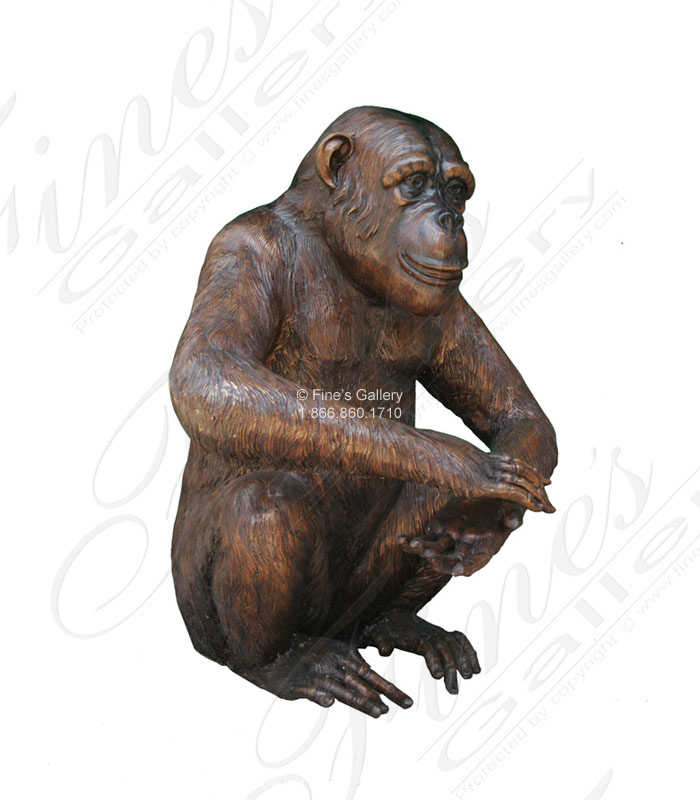 Playful Chimpanzee Bronze Statue