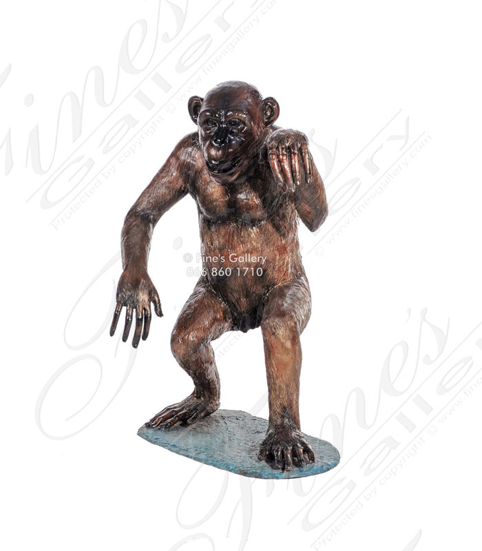 Playful Chimpanzee Bronze Statue