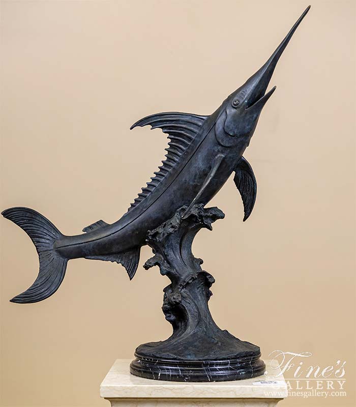 22 Inch Bronze Marlin Statue 