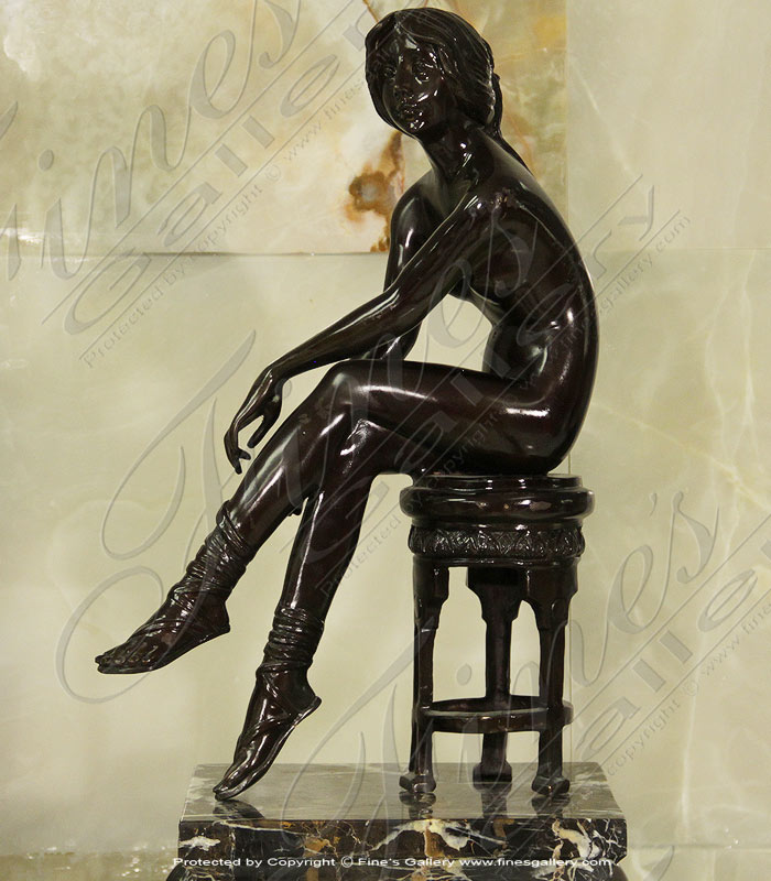 Partially Nude Female Bronze Statue