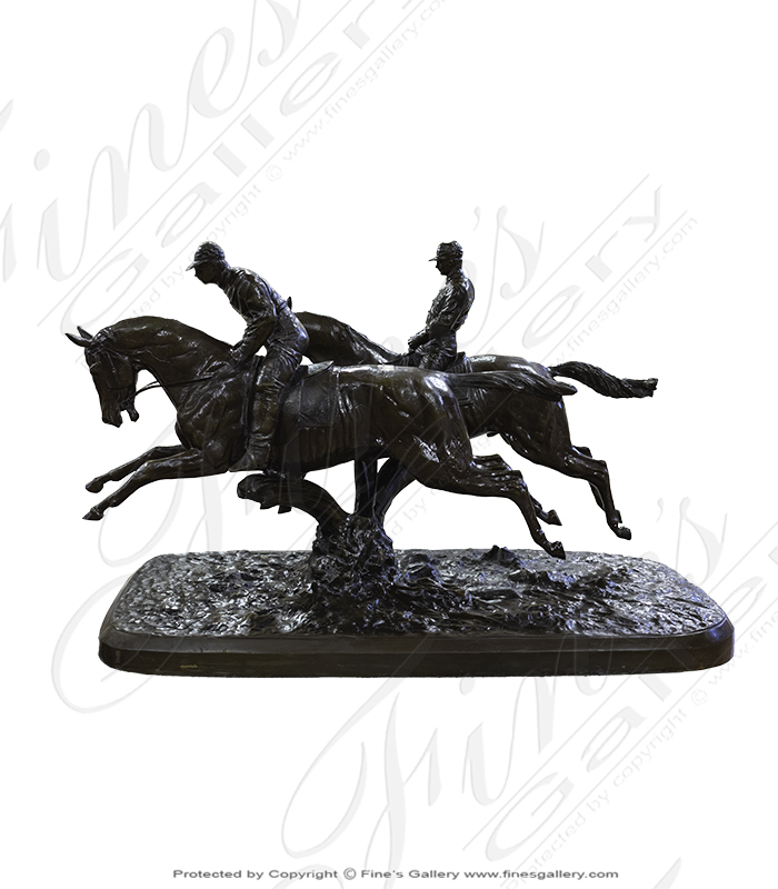 Remington Style Two Horse Riders Bronze Statue
