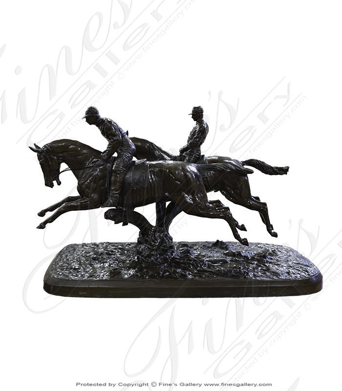 Remington Style Two Horse Riders Bronze Statue