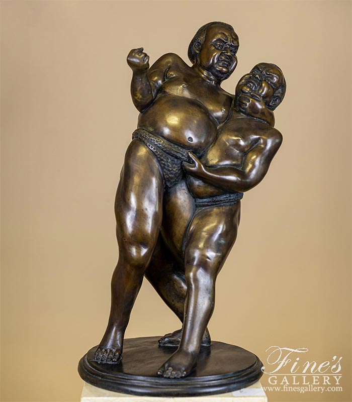 Bronze Sumo Wrestlers Statue