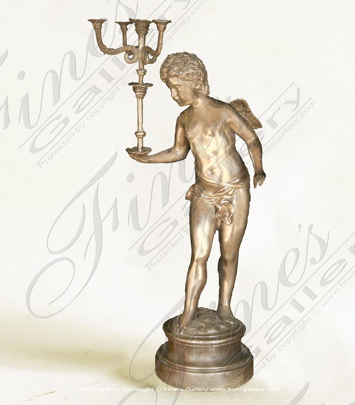 Cherub Candelabra Pair in White Bronze