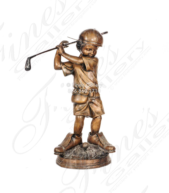 Young Child Golfer Bronze Statue