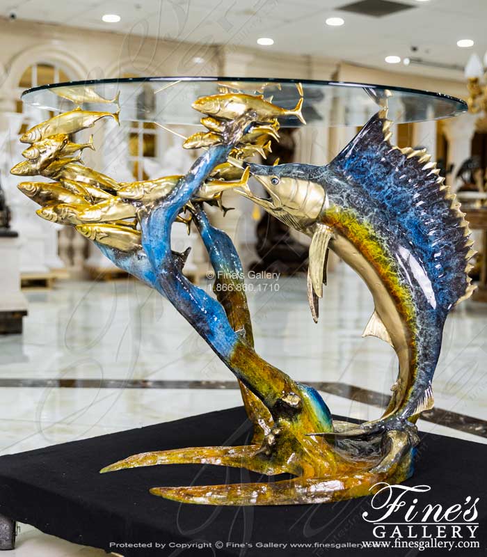Sailfish w/School of Fish Bronze Table Base