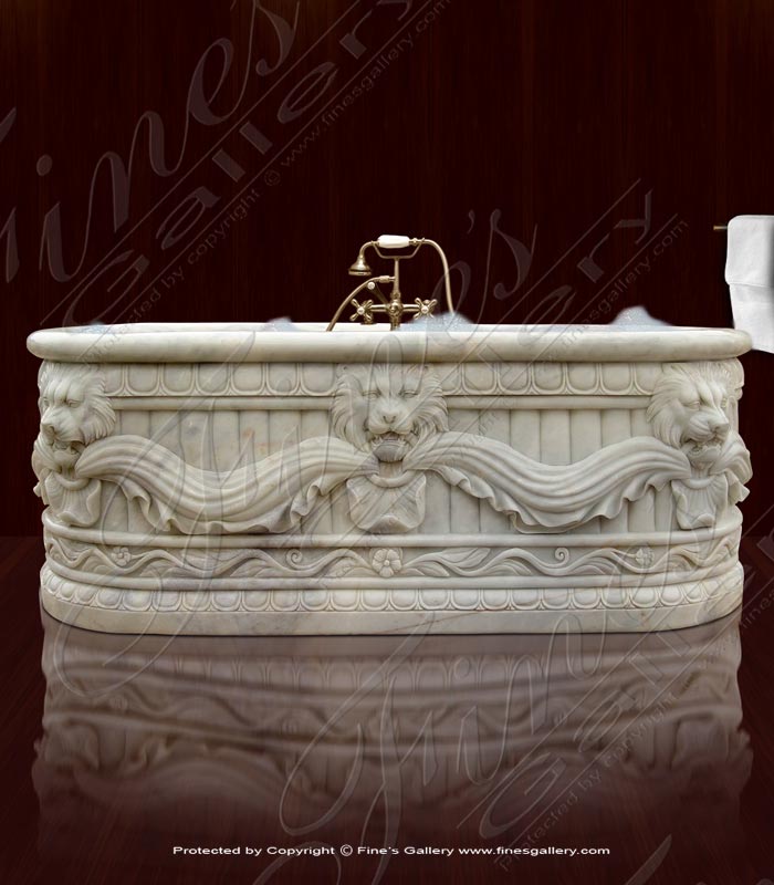 Majestic Lion Marble Bathtub