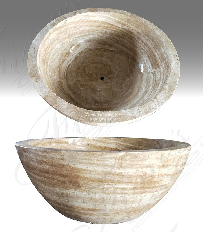 Round Roman Beige Marble Tub